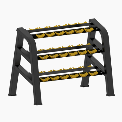 Steel Tube 3 Tier Fitness Dumbbell Rack Untuk Gym Memuat 200kgs